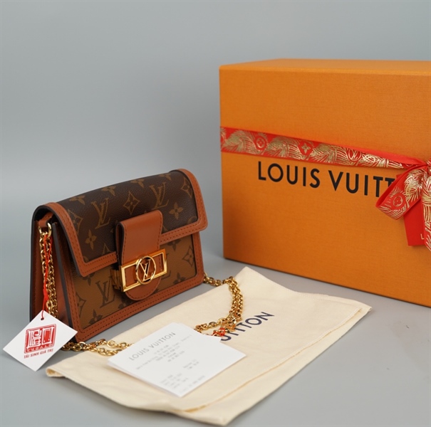 Túi LV Dauphine hoa nâu sz18 +