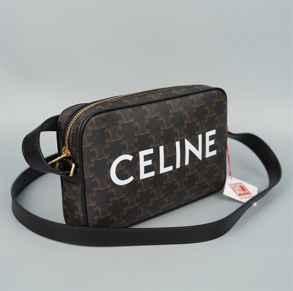 Túi Celine nâu in chữ sz23 (A-T) KG+