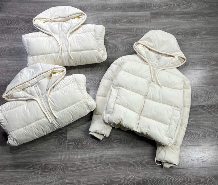 Áo phao zara dáng ngắn mũ 2 màu