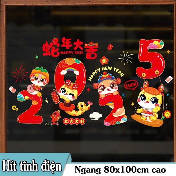 Decal Tết 2025 4 bé rắn 100x80cm
