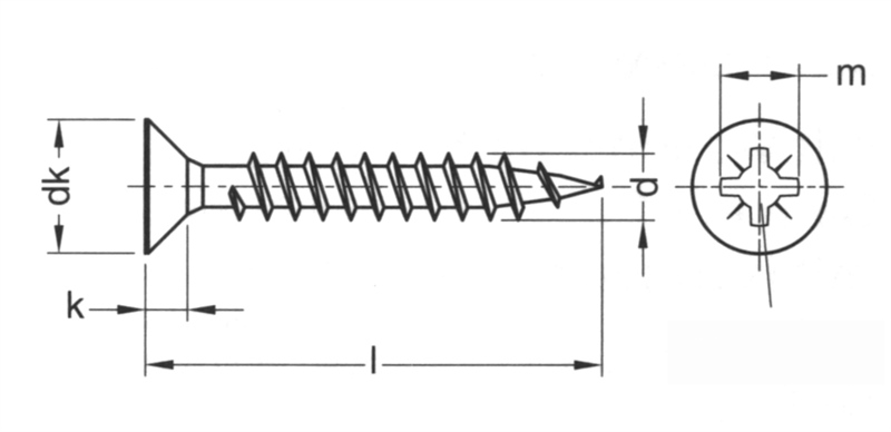 CHIPBOARD SCREW WITH COUNTERSUNK HEAD WITH CROSS SLOT - STEEL ELVZ - 3.0X40 - 200pcs/box