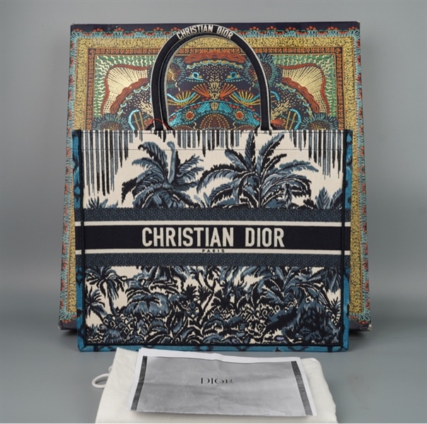 Túi Dior Tote xanh họa tiết (50-MA-1220) sz43 +