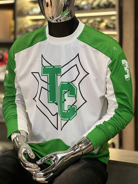 Thun TDQC- Trắng Mix xanh lá TC logo THREE