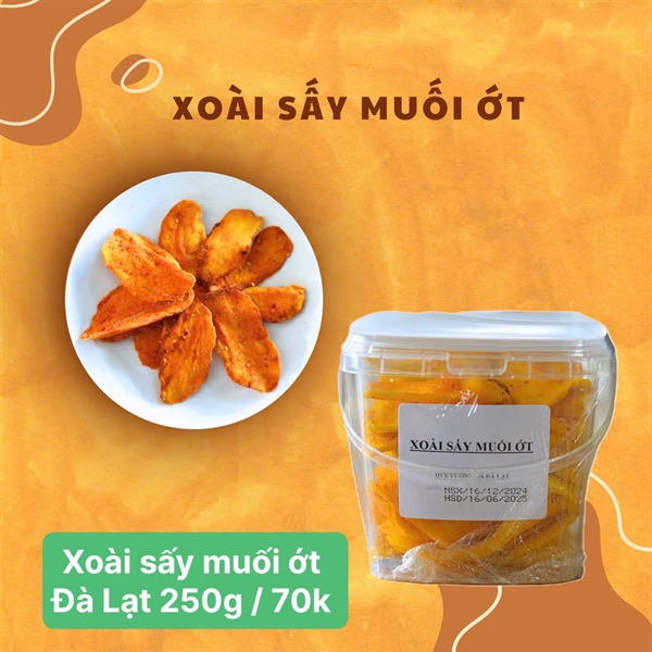 Xoài sấy muối ớt Đà Lạt 250g HTX ( xô nhỏ )