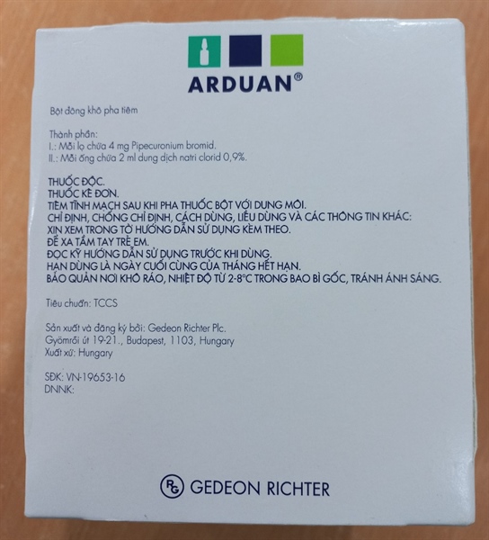 Arduan 4mg/2ml (H/25lọ bột + 25 ống dung môi 2ml) - Hungary 2