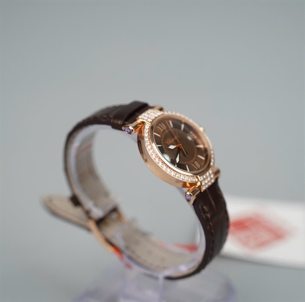 Đồng hồ Chopard mặt nâu viền đá dây nâu (1781680) (HC) KG+
