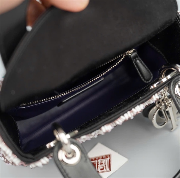 Túi Dior Lady đen đính cườm (02-MA-0175) szmini (HC)+
