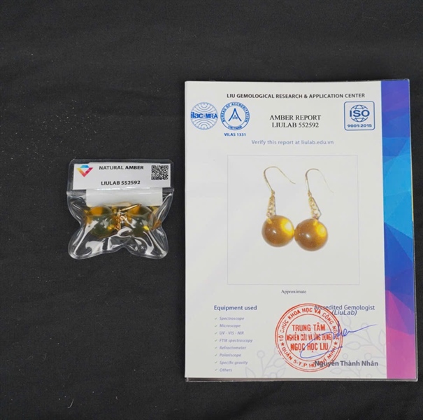 Bông tai đá hổ phách 552592 KG+