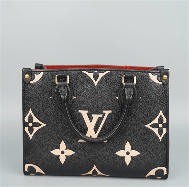 Túi LV onthego đen hoa trắng kèm lót form sz25 (LTB) KG+