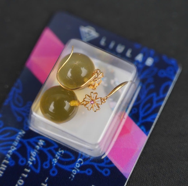 Bông tai đá hổ phách 762348 KG+