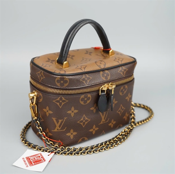 Túi LV Vanity hoa nâu kèm lót form sz20 +