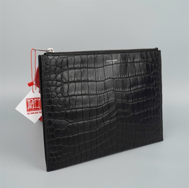 Túi YSL Clutch đen vân sz29 KG+