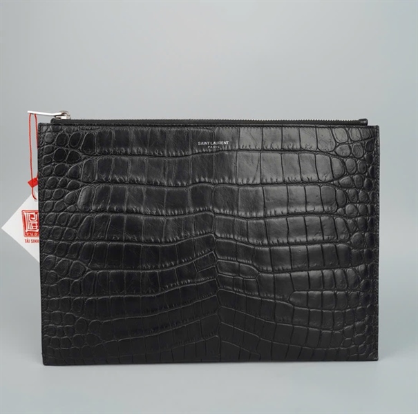 Túi YSL Clutch đen vân sz29 KG+