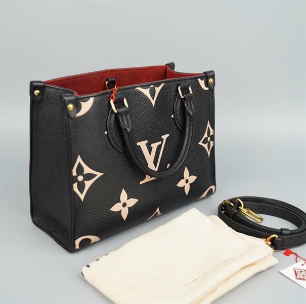 Túi LV onthego đen hoa trắng kèm lót form sz25 (LTB) KG+