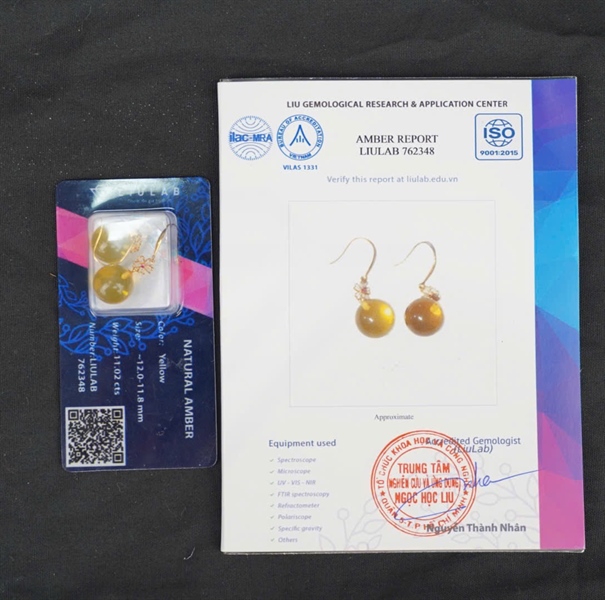 Bông tai đá hổ phách 762348 KG+