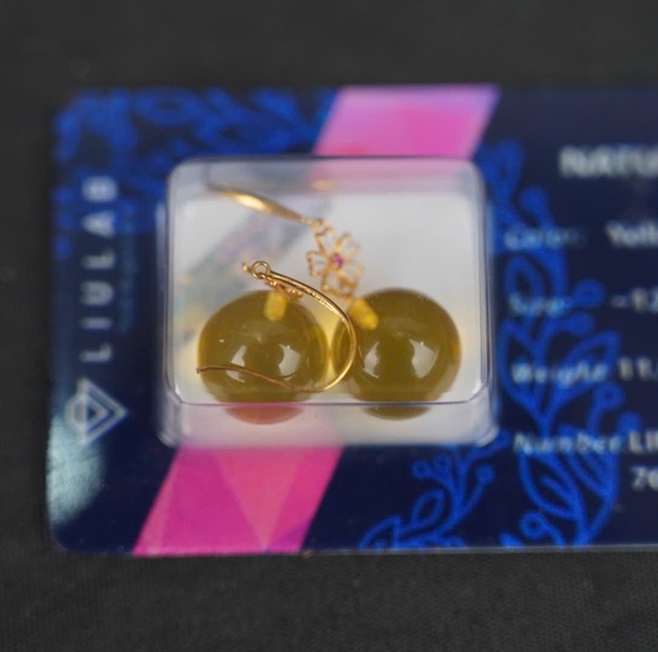 Bông tai đá hổ phách 762348 KG+