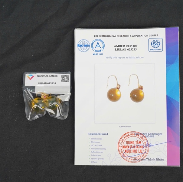 Bông tai đá hổ phách 625235 KG+