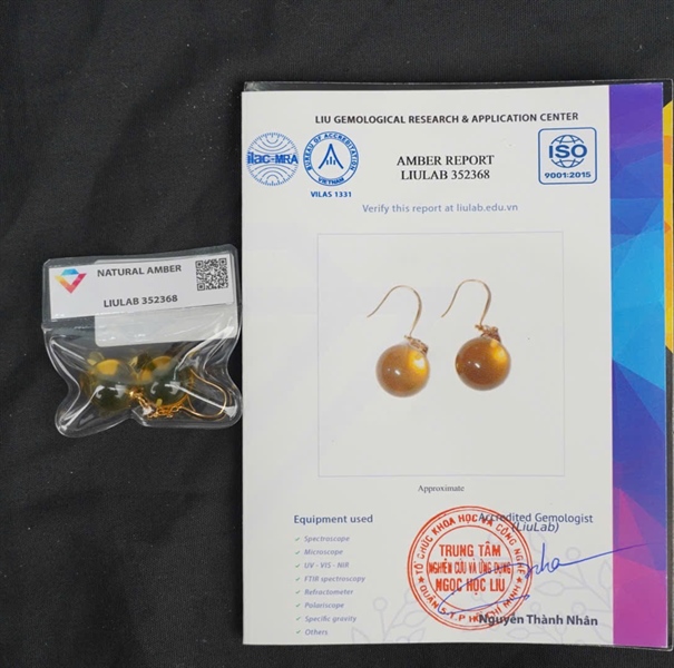 Bông tai đá hổ phách 352368 KG+