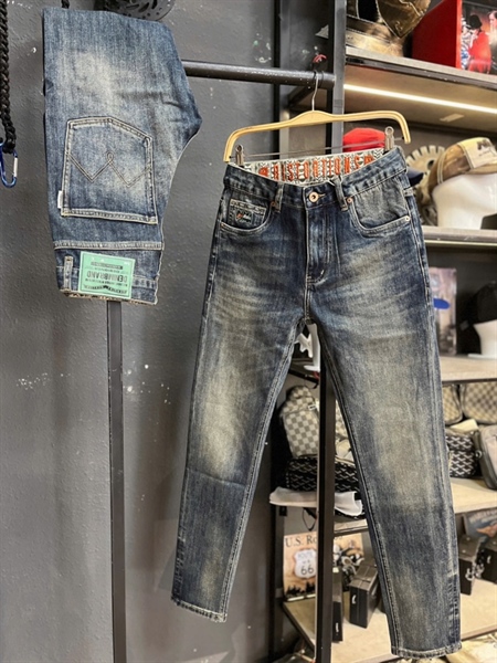 Jean QC Cao Cấp MCC-LD8085 xanh đậm was lưng thêu chữ thổ cẩm