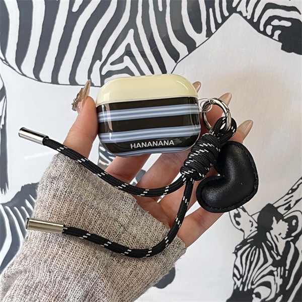 Case Airpod Sọc Xanh Đen + Dây - 3