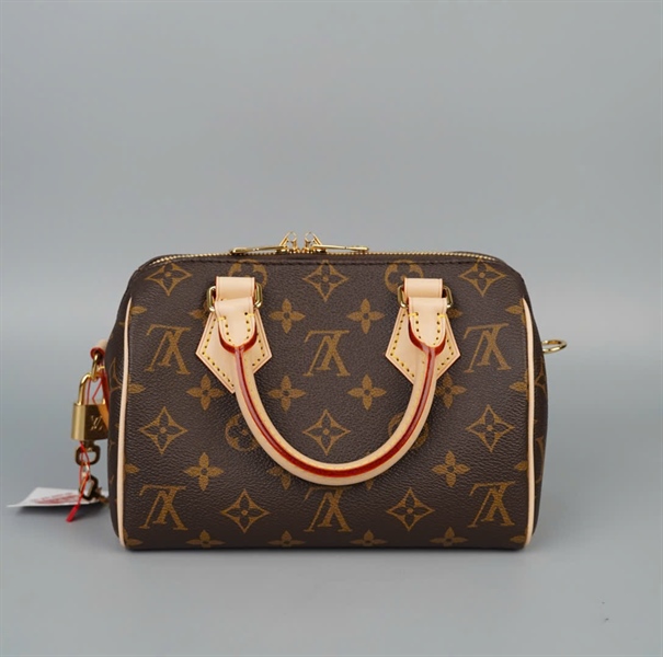 Túi LV Speedy hoa nâu kèm ổ + chìa sz20 KG+