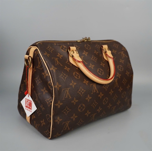 Túi LV speedy hoa nâu viền da vàng sz30 (A-T) KG+