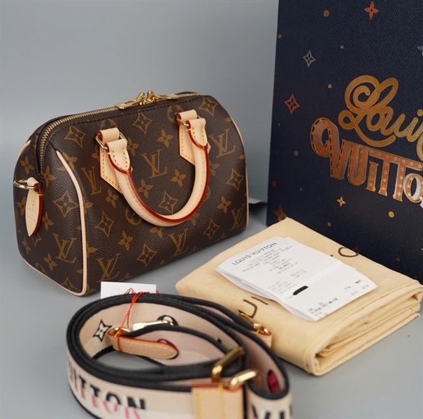 Túi LV Speedy hoa nâu kèm ổ + chìa sz20 KG+