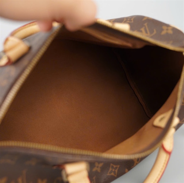 Túi LV speedy hoa nâu viền da vàng sz30 (A-T) KG+