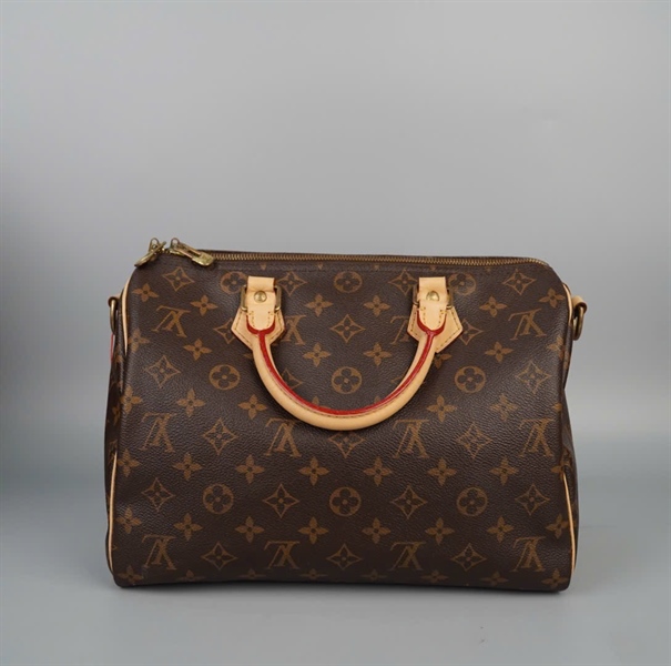 Túi LV speedy hoa nâu viền da vàng sz30 (A-T) KG+