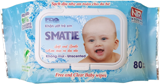 Khăn Ướt Trẻ Em Không Mùi Smatie (G/80M)