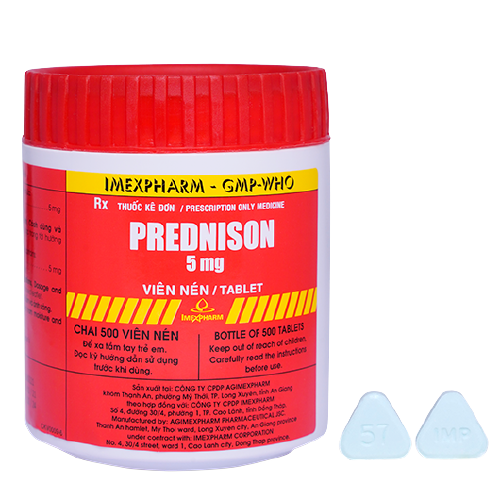 Prednison 5mg imexpharm (c/500 viên nén)(một lớp)