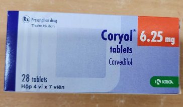 Coryol 6.25mg (Carvedilol - Điều trị tăng huyết áp) (Hộp4vỉ*7viên) - KRKA/Loan Hàm