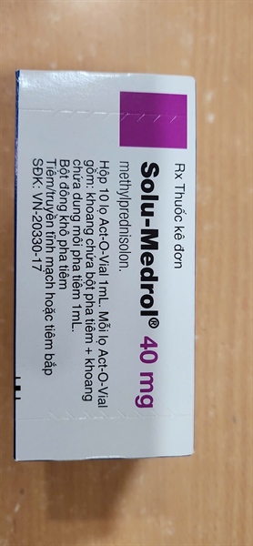 Thuốc bột pha tiêm Solu - Medrol 40mg (Hộp 10 lọ) - Pfize