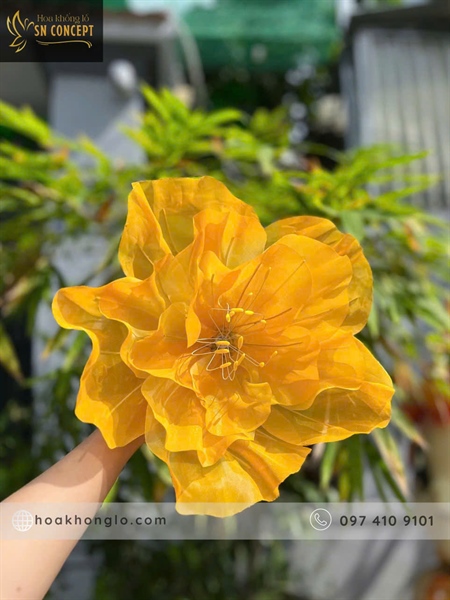 Hoa vải trang trí Tết màu đỏ kích thước 30cm