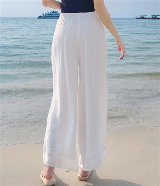 Quần đũi ống rộng pha cotton có dây rút