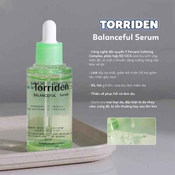 Serum Torriden Làm Dịu, Giảm Mẩn Đỏ Cho Da Mụn 50ml (xanh lá)