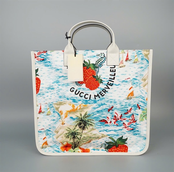 Túi GG Tote biển xanh sz32 KG+