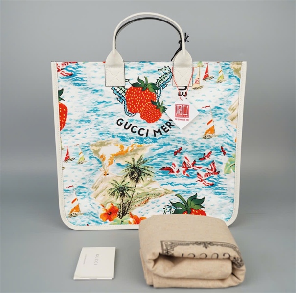 Túi GG Tote biển xanh sz32 KG+