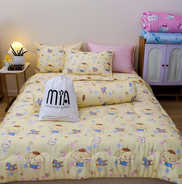 Áo gối (Vỏ gối) Tencel 60s họa tiết cún bông vàng