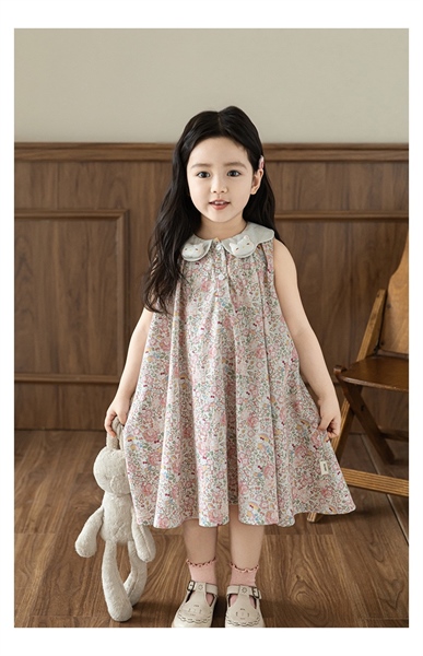 Váy bé gái hoa nhí cổ mèo
