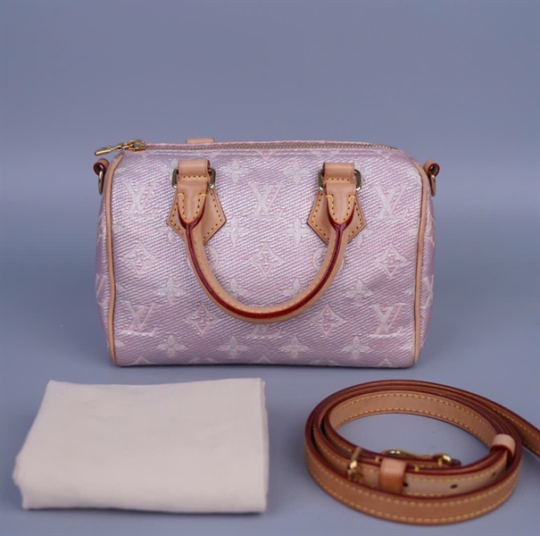 Túi LV Speedy hồng hoa trắng sz20 (HC)+