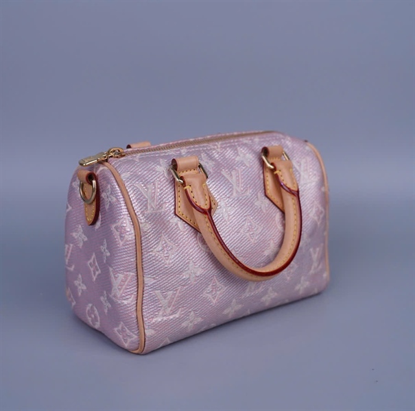 Túi LV Speedy hồng hoa trắng sz20 (HC)+