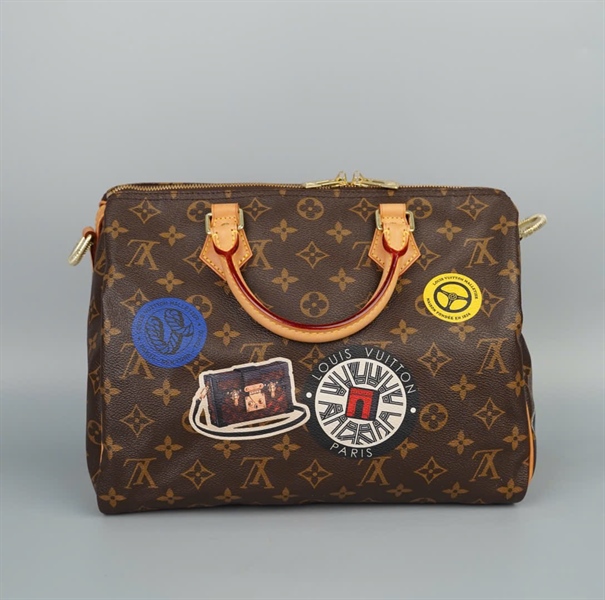 Túi LV Speedy hoa nâu in hình kèm ổ+ chìa sz30 (HC)+