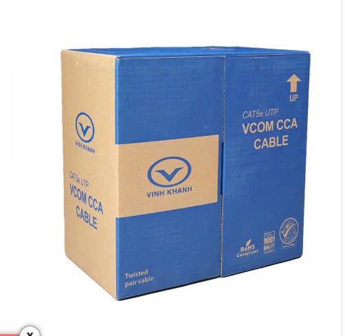 Cáp mạng VCOM Cat5e UTP CCA vỏ PVC (cuộn 305M)