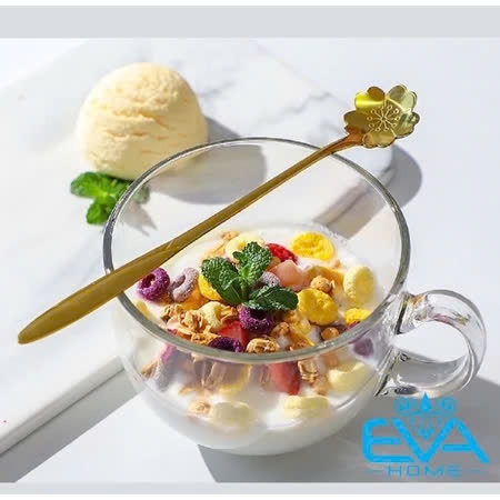 Ly Thuỷ Tinh Chịu Nhiệt Có Quai Cầm Dung Tích Lớn 480 Ml Kèm Muỗng Vàng Hoa Sakura Tiện Dụng Cao Cấp - LASTKMV