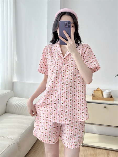 Pijama ngắn Gấu Hồng