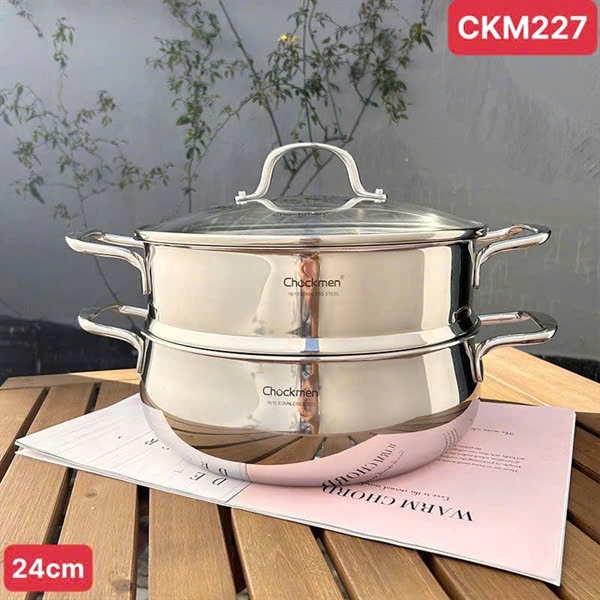 S865 - C227 Bộ Nồi Kèm Xửng Hấp 2 Tầng Chockmen 24cm CKM-ZY3L24Z [T4]