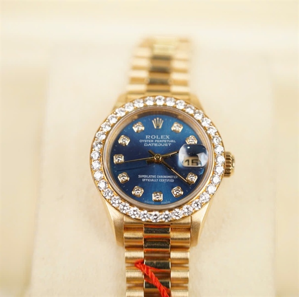Đồng hồ Rolex mặt tròn vàng 18k đính đá (X221428) sz26 (HC) KG+
