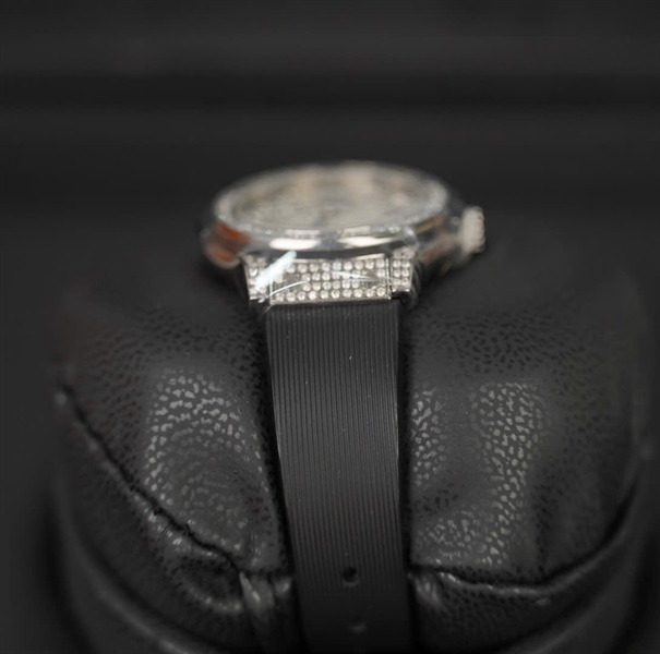 Đồng hồ Hublot mặt tròn đính đá dây đen (1377718) (HC)+