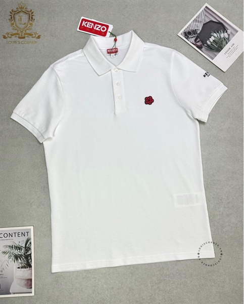 Polo Kenzo trắng tag hoa